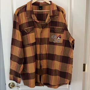 Flannel Button-Up Shirt with western Mickey and friends